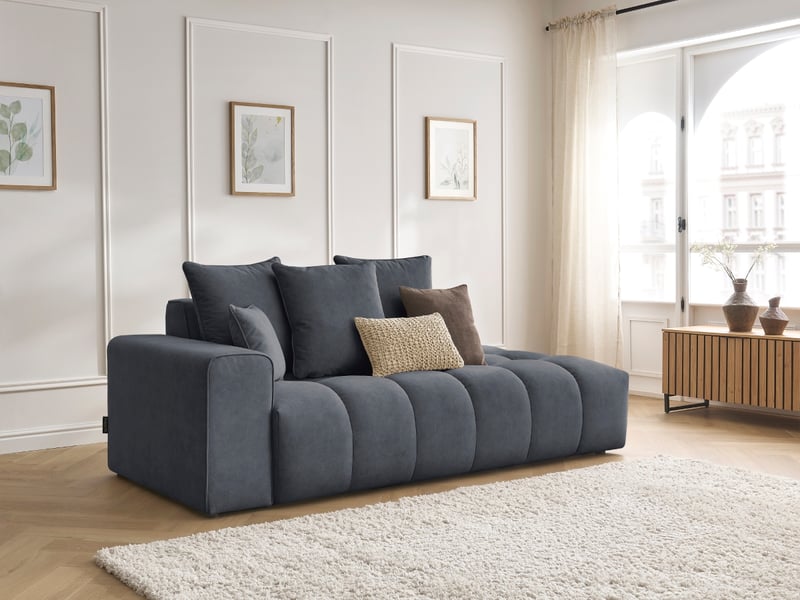  Bobochic canapé droit fixe mont-blanc velours gris foncé  accoudoir gauche MONT-BLANC - Conforama B