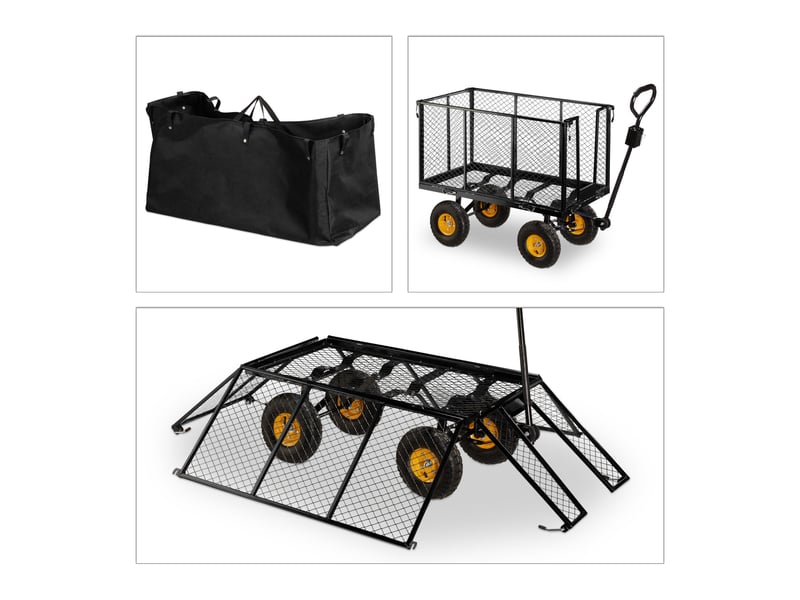 Chariot de transport mobile jardin à côtés rabattables 120 x 60 x 60 cm capacité 500 kg en acier vert 13_0011079  - Conforama C