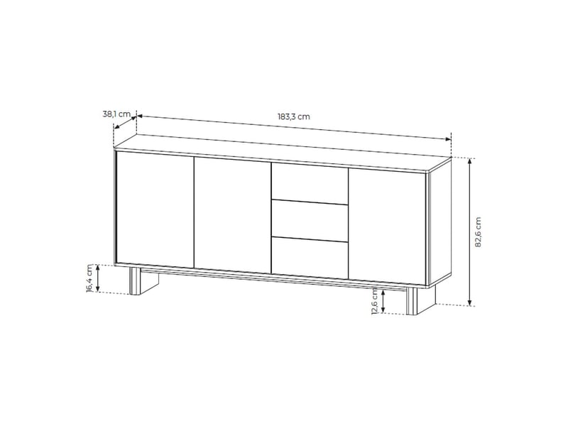  Buffet hasilo, bahut 3 tiroirs, 183x38x83h cm chêne marron Hasilo - Conforama D