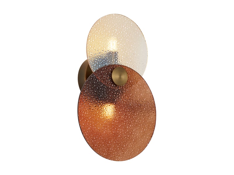  Art deco wandlamp donker brons met amber glas 2-lichts - text  - Conforama A