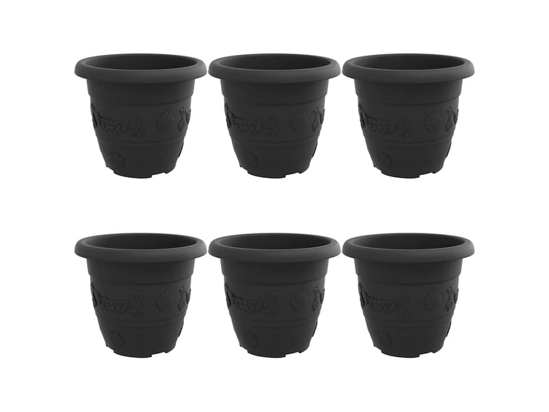  Jardinière - pot à fleurs rond 6 pcs noir ø 30 x 25 cm plastique  - Conforama A