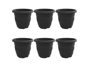 Jardinière - pot à fleurs rond 6 pcs noir ø 30 x 25 cm plastique