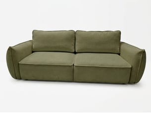 Canapé droit convertible <strong>BOBOCHIC</strong> <strong>ESMEE</strong> 3 places Tissu vert avec coffre de rangement