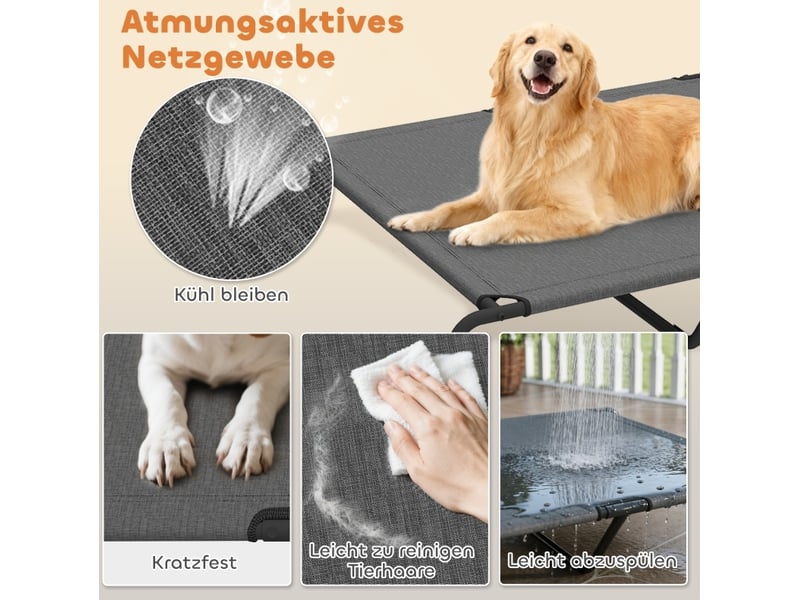  Lit surélevé extérieur 152x94x23 cm en maille grise pour grands animaux  - Conforama E