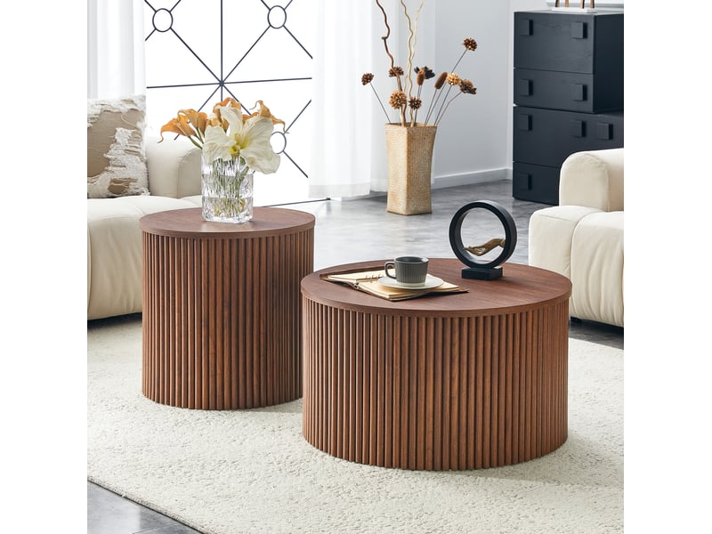  Tables basses gigognes rondes avec rangement, lot de 2 evryae  - Conforama C