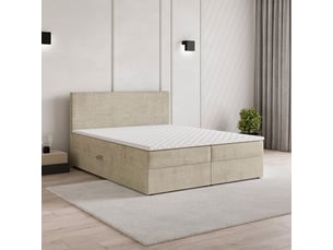 Lit avec rangement 160x200 cm <strong>MASSENO</strong>  <strong></strong> coloris beige