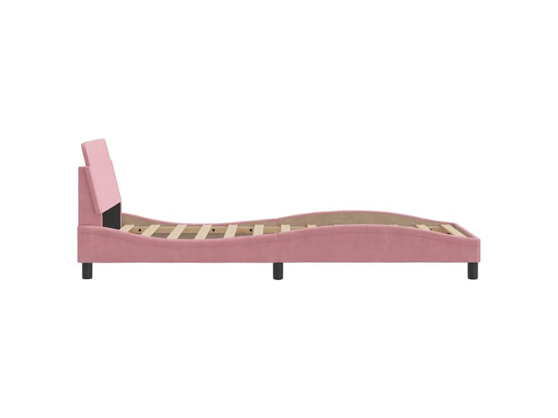  Lit simple- lit adulte -  cadre de lit avec tête de lit dover rose 90x200 cm velours  - Conforama D