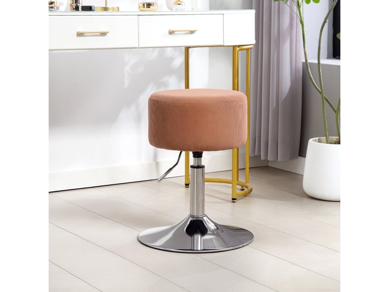  Tabouret de cuisine réglable en hauteur 52-66 cm, revêtu de velours, pivotant à 360°, marron  - Conforama D