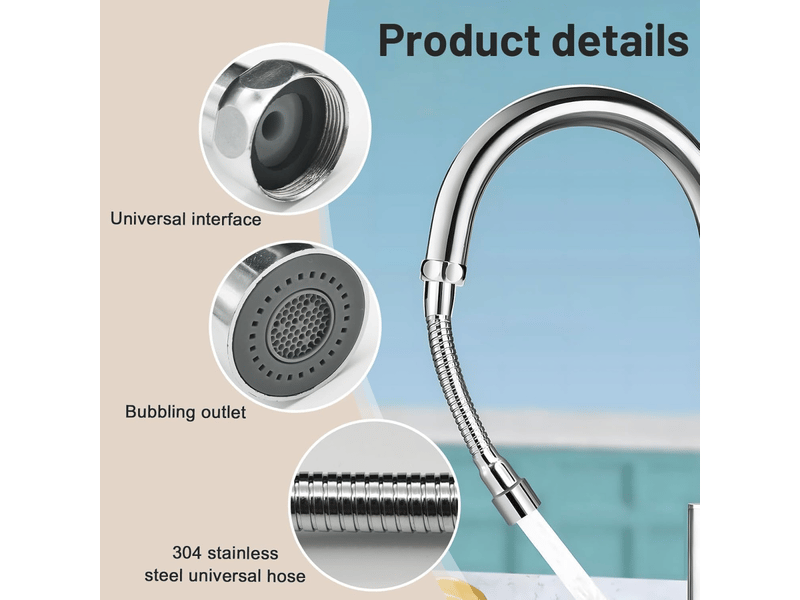  Rallonge de robinet de cuisine réglable m20 de 14 cm avec 2 modes de jet, aérateur flexible à 360°, rallonge en acier inoxydable pour évier de cu  - Conforama B
