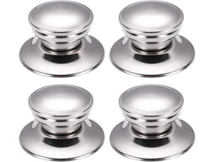 Boutons de couvercle de casserole 4 pièces en acier inoxydable, poignées universelles, faciles à installer, adaptées cuisine familiale