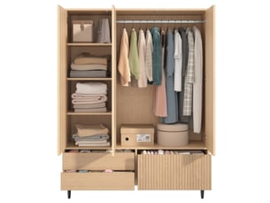 Armoire 3 porte(s) battante  3 tiroir(s) <strong>MAISENTIEL</strong> <strong></strong> coloris bois clair largeur 135 cm