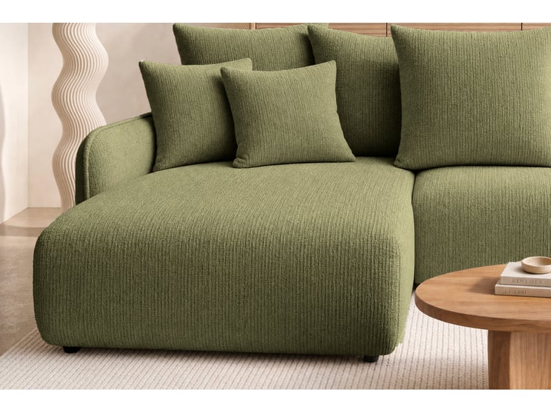  Portofino - canapé d'angle convertible tissu chenille 3 places vert  - Conforama E
