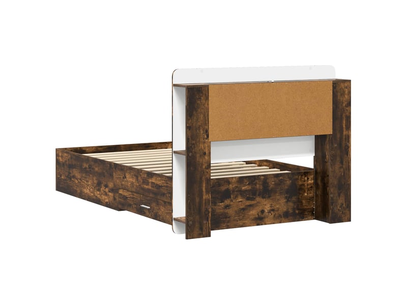 Lit simple- lit adulte -  cadre de lit avec rangement chêne fumé 100 x 200 cm  - Conforama D