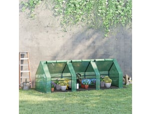 Serre de jardin 270x90x90 cm – verte – film pe anti-uv 140 gm², structure acier et fenêtres zippées