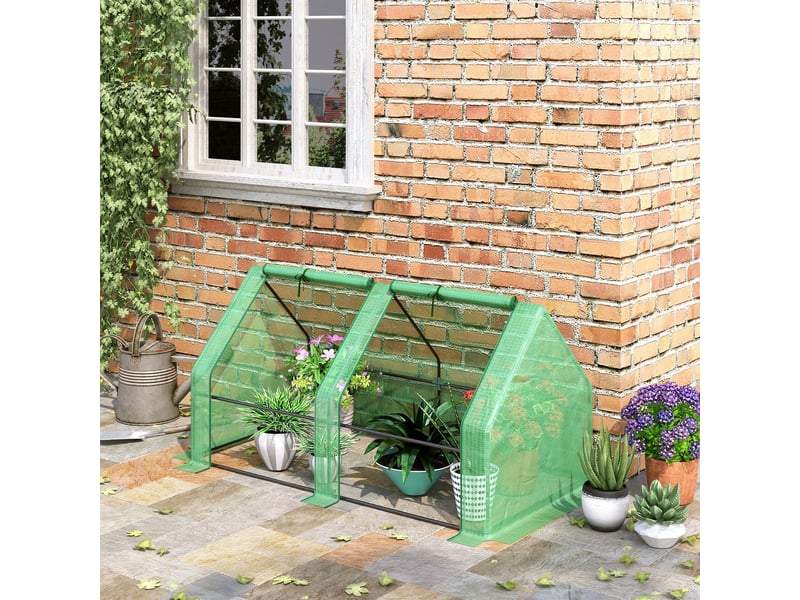  Serre fenêtre zippée, hiver acierfilm plastique, balconjardin, 180x90x90 cm, tomateslégumesfleurs.  - Conforama C