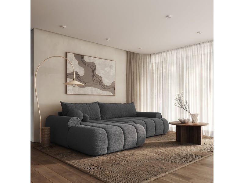  Selsey dandelino - canapé d'angle convertible - en bouclette gris avec revêtement - côté gauche DANDELINO - Conforama C