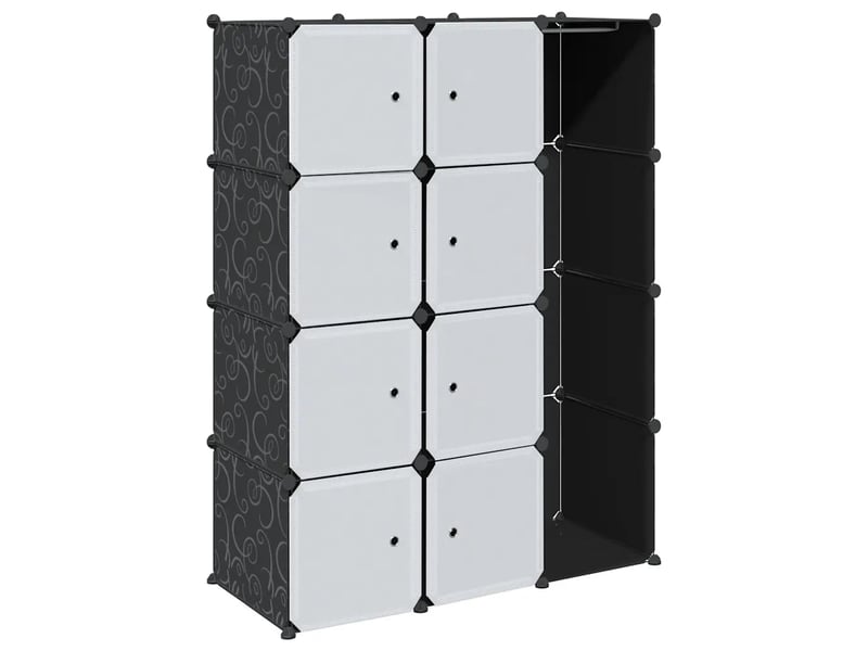  Armoire modulaire 9 compartiments pratique design chambre 109 x 36 x 143 cm en plastique noir 02_0046219  - Conforama A