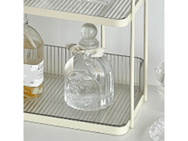 Étagère de rangement transparente à double couche pour bureau, organiseur de cosmétiques, accessoires, support de rangement pour chambre à coucher - Conforama E