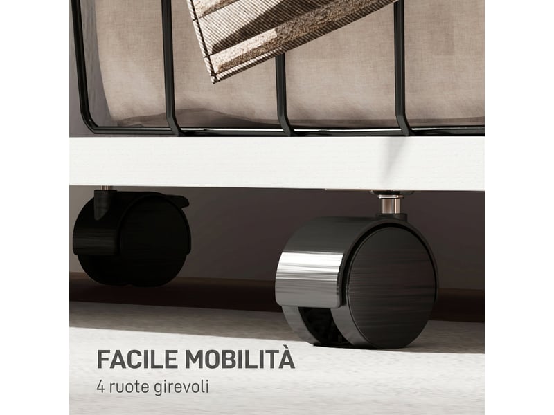  Porte-manteau à 4 roulettes, étagères ouvertes, tringle à vêtements, rideaux de placard, pour chambre, salon, couloir, blanc  - Conforama E