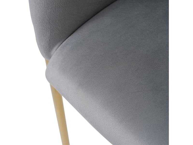Chaise de salle à manger en velours gris, style luxe léger, lot de 6, 4 pieds en métal - Conforama E
