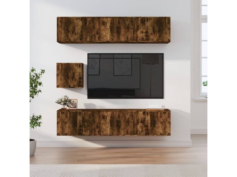 Ensemble de meubles tv 7 pcs chêne fumé bois d'ingénierie shl30820  - Conforama B