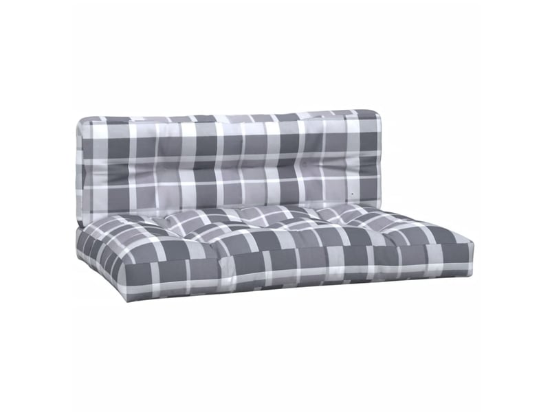  Lot de 2 coussins de palette, coussins de canapé motif à carreaux gris tissu cf59541  - Conforama A