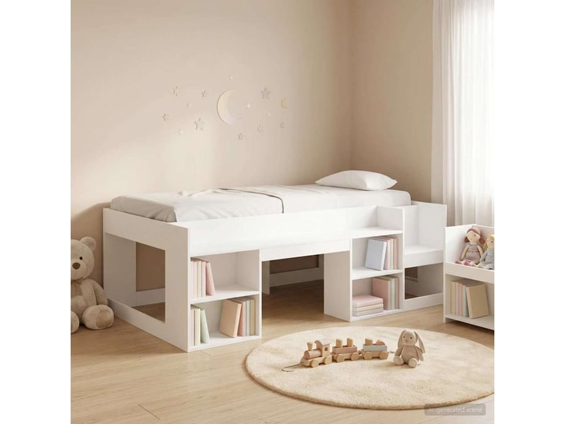  Cadre de lit pour enfants - lit jeune avec rangement blanc 90 x 200 cm  - Conforama B
