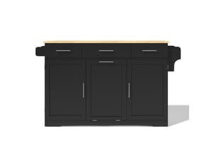 Îlot de cuisine à roulettes avec plan rabattable noir et naturel 136x75x92 cm