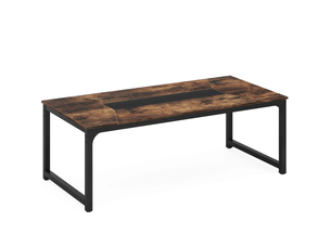 Table de salle à manger pour 6 à 8 personnes avec structure métallique et plateau en bois, bureau polyvalent, style industriel