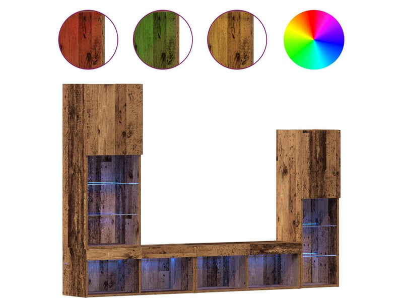  Meuble tv - banc tv - meuble de rangement 4 pcs bois ancien bois d'ingénierie  - Conforama D