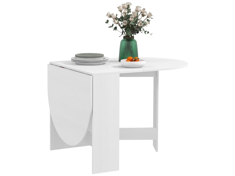  Table à manger pliante 6 personnes - table design ovale effet bois blanc  - Conforama D