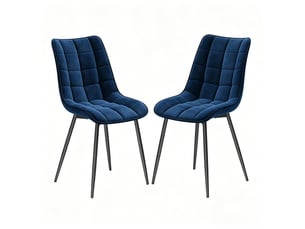 Lot de 2 chaises de salle à manger design en velours bleu et métal