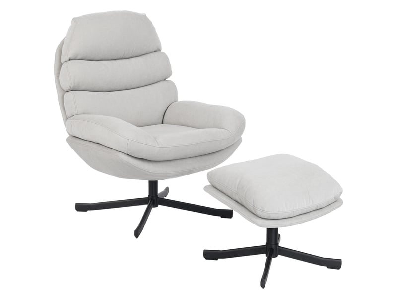 Fauteuil inclinable avec repose-pieds, fauteuil lounge en tissu chenille, fauteuil tv moderne, 78 x 93 x 100 cm, blanc crème - Conforama A