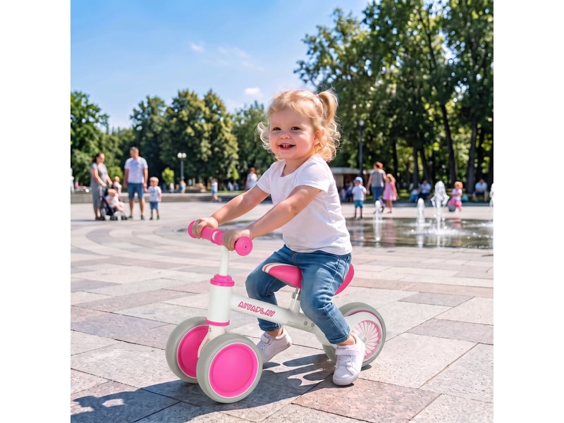  Draisienne bébé 1-2 ans, roue lumineuse, 3 roues eva silencieuses sans pédale, limiteur direction 135°, 51x22x36cm, rose  - Conforama C