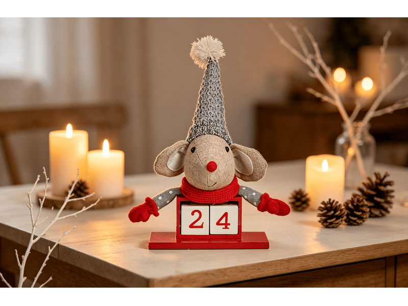  Calendrier de l’avent krist+ souris blanc rouge gris crème 20 x 11 x 20 cm (8 unités) S3627094 - Conforama C