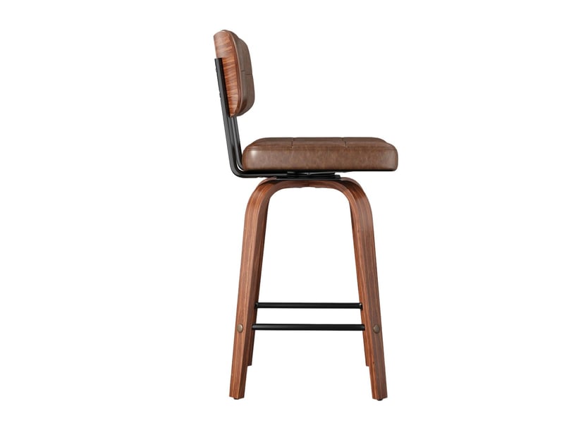  Chaise assise rembourrée en pu dossier incurvé en bois cadre métal pivotement 360° 2 pièces  - Conforama E
