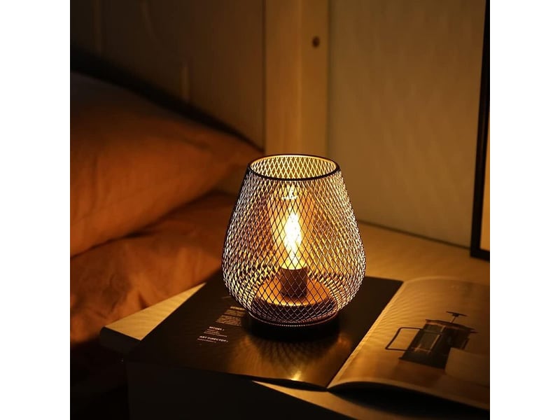  Lampe de table en métal design cage avec ampoule guirlande lumineuse, lampe décorative sans fil  - Conforama B