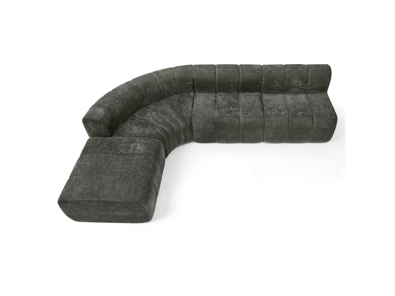 Canapé d’angle modulable 4 places, canapé noir en chenille avec modules indépendants, mousse haute résilience et angles arrondis - Conforama A