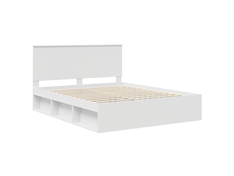 Lit double- lit adulte - cadre de lit blanc 160 x 200 cm bois de pin massif - Conforama C