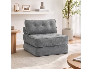 Fauteuil convertible 1 place 95 x 220 cm avec 2 oreillers, fauteuil-lit chauffeuse 3 en 1, siège épais, gris clair