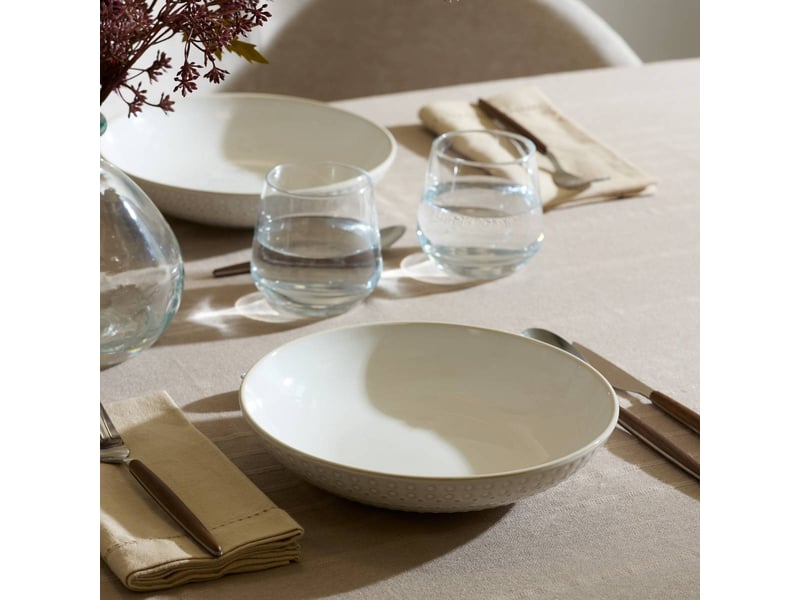  Lot de 6 assiette creuse à bord à pois camille d.20cm blanc CAMILLE - Conforama D