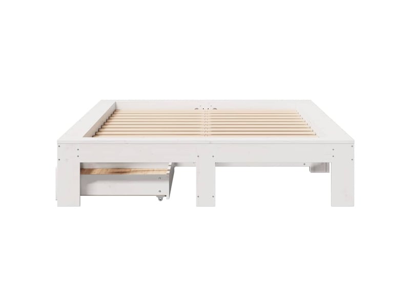 Lit double- lit adulte - cadre de lit sans matelas blanc 120x190 cm bois de pin massif - Conforama C