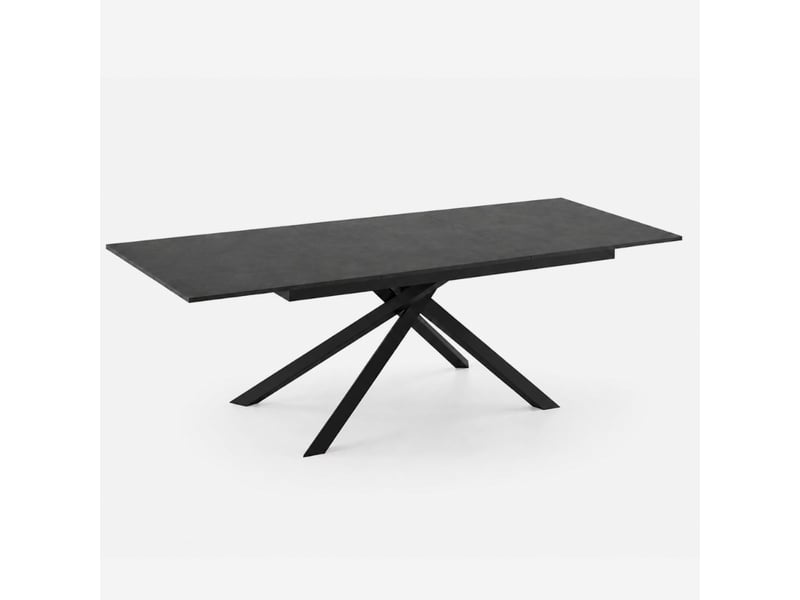  Table extensible en mélaminé avec structure noire 140190x90 pluto - gris  - Conforama A