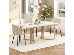 Table de séjour rectangulaire fixe blanc+doré - 80x140-140max. Cm mdf