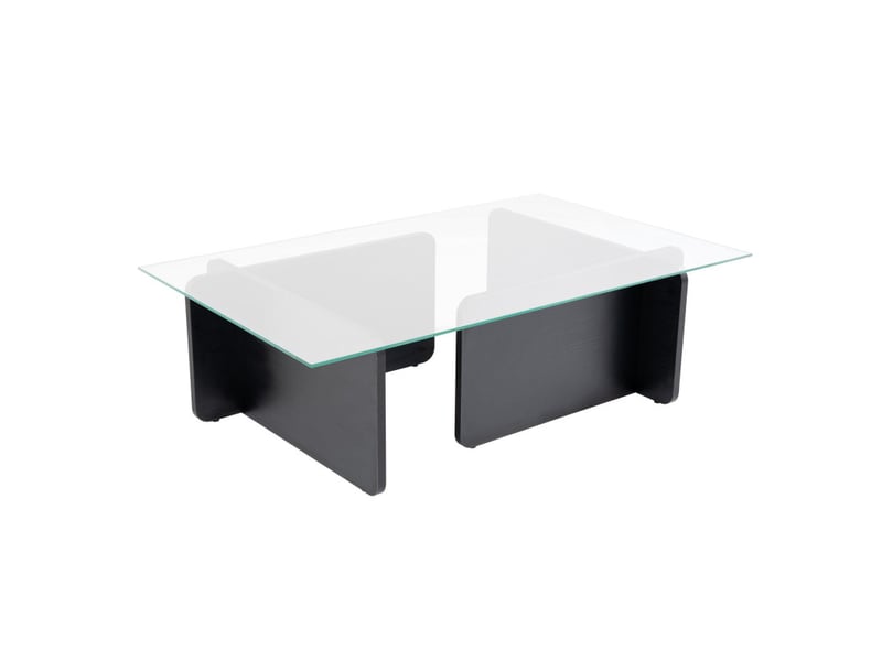  Table basse de salon en verre trempé et bois mdf mélaminé bois noir 105 x 65 x 30 cm  - Conforama A