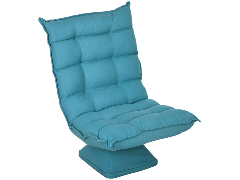  Fauteuil de relaxation, fauteuil pivotant, tissu en velours microfibre, 62x70x95cm, bleu  - Conforama A