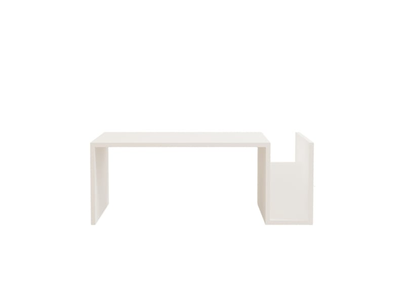  Table basse mdf blanc - l86,8 x h32,4 x p50 cm - design moderne  - Conforama E