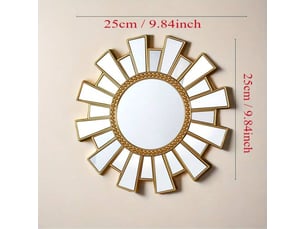 Miroir rond suspendu doré – miroir sculpté de style européen – décoration bohème pour salons et bureaux – 25 cm