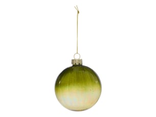 Boule de noël en verre verte striée d. 80 mm