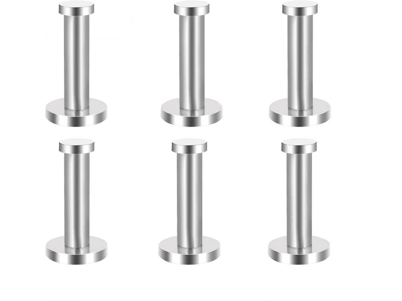  Lot de 6 crochets muraux, patères, en acier inoxydable, de forme cylindrique, gris  - Conforama B